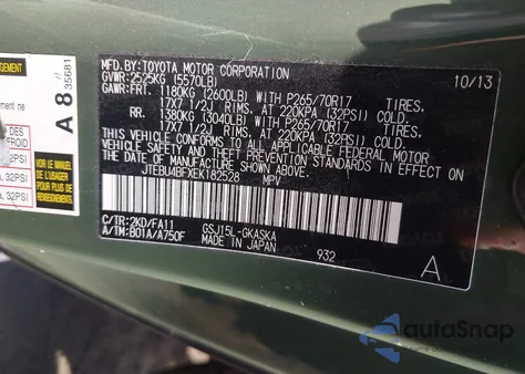 2014 Toyota Fj Cruiser z USA, uszkodzony, nr VIN JTEBU4BFXEK182528